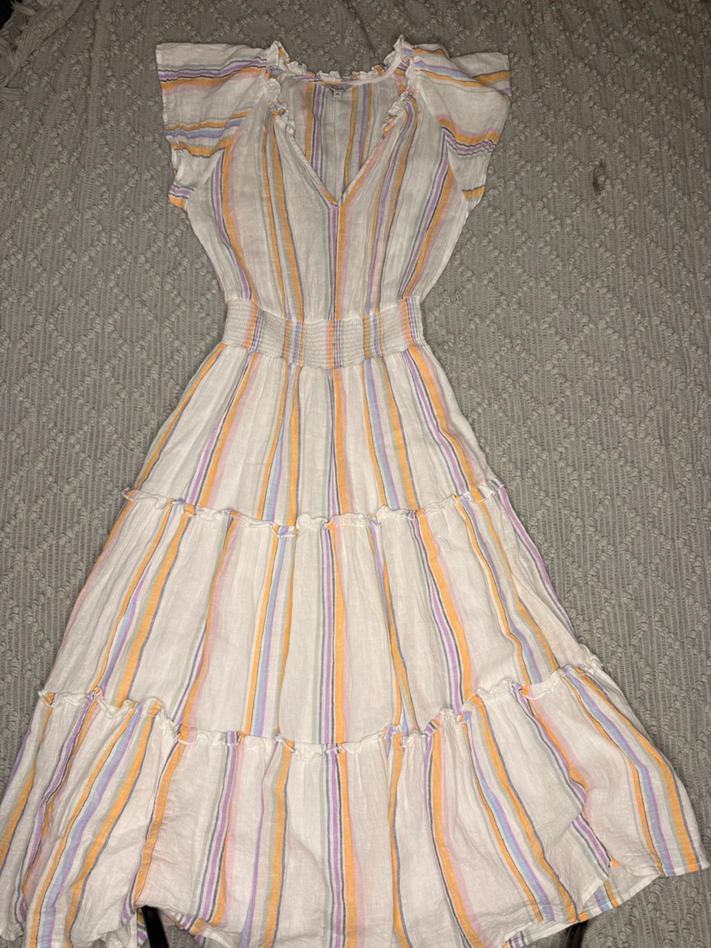 NWOT Rails - Women's Amellia Striped Linen Blend Tiered Dress - Picture 2 of 6